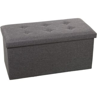 Puf Plegable Poliester Gris Oscuro Almacenaje 77x38x38cm