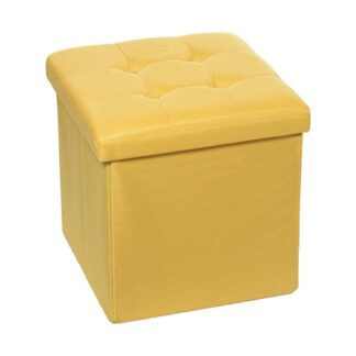 Puf Plegable Poliéster Mostaza Almacenaje 38x38x38cm