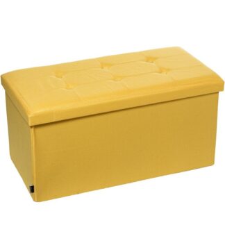 Puf Plegable Poliéster Mostaza Almacenaje 77x38x38cm