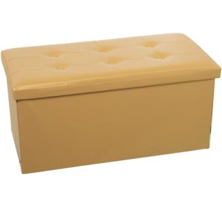 Puf Plegable Polipiel Dorado Almacenaje 77x38x38cm