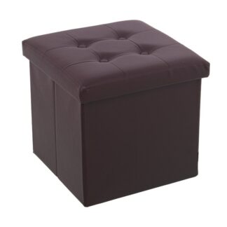 Puf Plegable Polipiel Marron Almacenaje 38x38x38cm