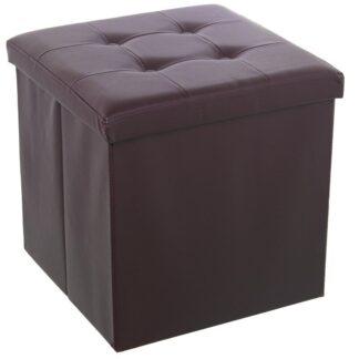 Puf Plegable Polipiel Marrón Almacenaje 45x45x45cm