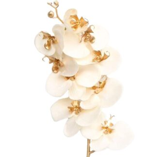 Rama Dorada C/orquideas Crema 96cm