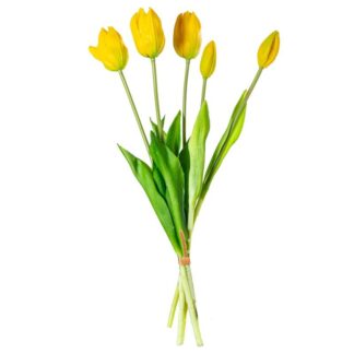 Ramo De Tulipanes Amarillos Poliéster 43cm