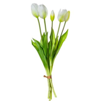 Ramo De Tulipanes Blancos Poliéster 43cm