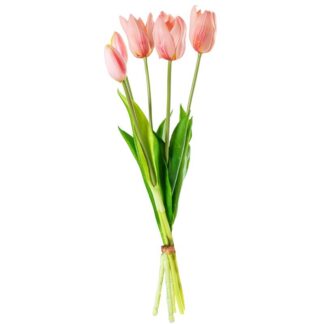 Ramo De Tulipanes Rosas Poliéster 43cm