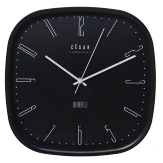 Reloj De Pared Acrílico Esfera Negra C/marco Negro, 1xaa No 30x4,5x30cm, Segundero Contin