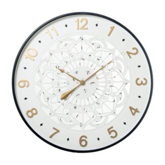 Reloj Pared Ø80cm Metal/madera Esfera De Cristal Ø80x6cm Pila:1xaa No Incluida