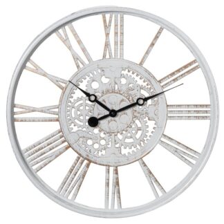 Reloj Pared Acrílico 51cm Blanco Envejecido Ø51x4,7cm