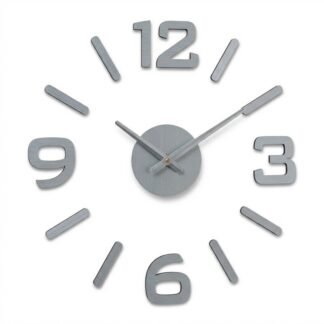 Reloj Pared Adhesivo Goma Eva Plateado Ø60cm, Sugerencia De Diámetro