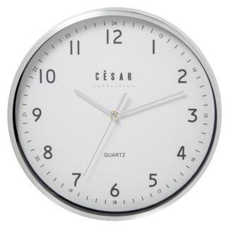 Reloj Pared Aluminio 30cm Manecillas Plata Ø30x4cm Pila:1xaa No Incluida