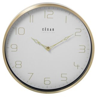 Reloj Pared Aluminio 30cm Marco Dorado Ø30x4cm Pila:1xaa No Incluida