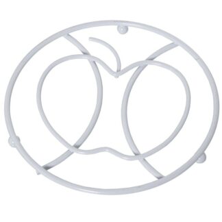 Salvamantel Metal Blanco Redondo Manzana 17x17x2cm