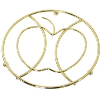 Salvamantel Metal Dorado Redondo Manzana 17x17x2cm