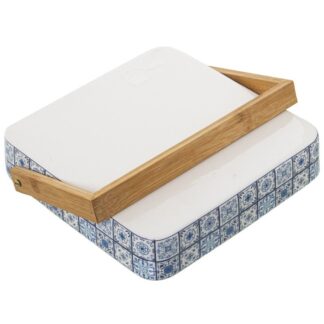 Servilletero Ceramica C/madera 18x18x4cm