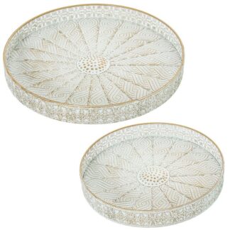 Set 2 Bandejas Blanco/oro Ø45x5+ø36x5cm