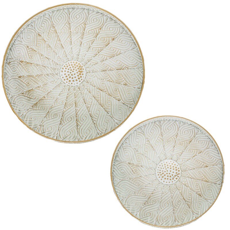 Set 2 Bandejas Blanco/oro Ø45x5+ø36x5cm - Image 2