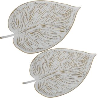 Set 2 Bandejas Metal Blanco/oro 70x45x4cm+57x37x3cm