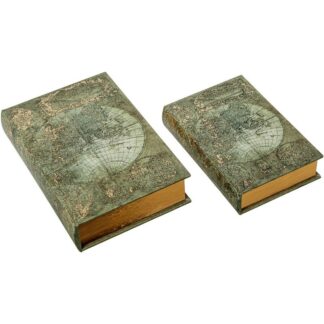 Set 2 Cajas Libro Decoradas 20,5x30,2x6,5cm/16,5x24,3x5cm