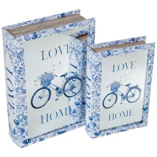 Set 2 Cajas Libro Madera Dm C/espejo, Interior Terciopelo 30x20x7+24x16x5cm