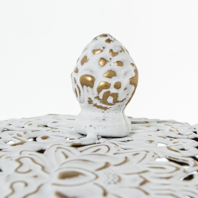 Set 2 Cajas Metal C/tapa Blanco/oro 20,5x20,5x19+17x17x16cm - Image 3