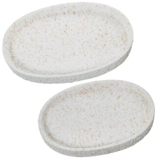 Set 2 Centros Cerámica Crudo 25x18x3+22x16x2,5cm