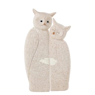 Set 2 Figuras Resina Gatos Beige Arena 14,5x6x25cm
