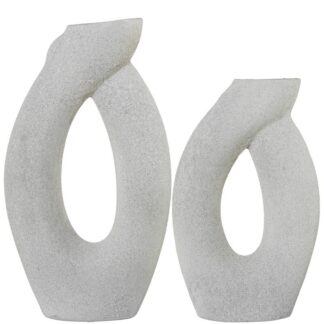 Set 2 Jarrones Beige Arena 27x9x47+24x9x40cm