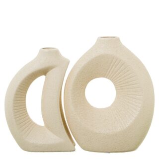 Set 2 Jarrones Cerámica Crudo 18x7,5x21,5cm
