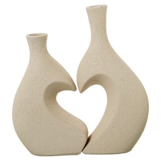 Set 2 Jarrones Cerámica Crudo 24x6,5x25cm