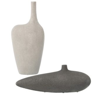 Set 2 Jarrones Cerámica Gris + Blanco 47x11x18cm+22x15x48cm