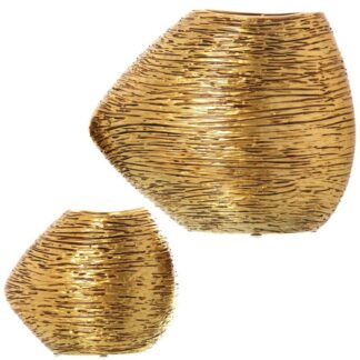 Set 2 Jarrones Cerámica Oro 34x17x29 + 22x11,5x19cm