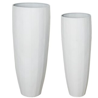 Set 2 Jarrones Metal Blanco Ø40,5x100+ø33x90,5cm