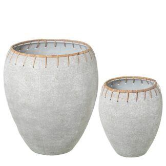 Set 2 Jarrones Metal Blanco Ø54,5x62,5+ø36,5x43cm