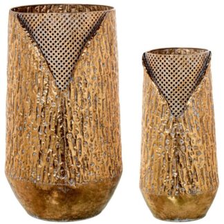 Set 2 Jarrones Metal Dorado 45x45x77+30x30x63cm