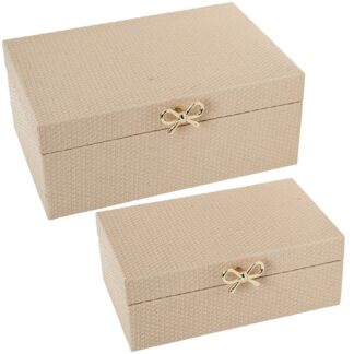 Set 2 Joyeros Pu Color Arena Madera Dm 30x20x12+25x15x9cm