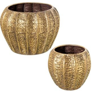 Set 2 Maceteros Metal Dorado Ø40,5x29,5+ø25,5x23,5cm