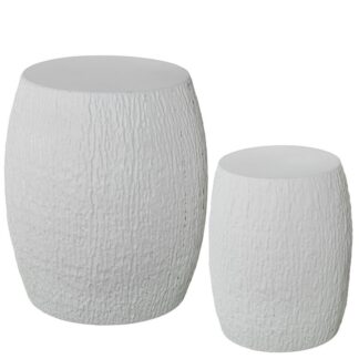 Set 2 Pedestales Metal Blanco Ø41x46+ø29,5x36cm