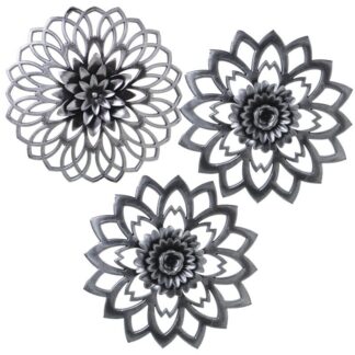 Set 3 Adornos Pared Melamina Plata Envejecida Ø25cm