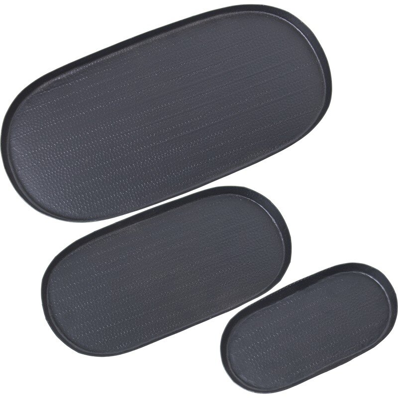 Set 3 Bandejas Aluminio Tallado Negro 21x11+30x15+40x20x1,5cm