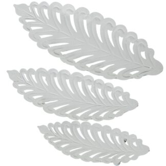 Set 3 Centros Metal Blancos 37x15x4+31x13x6+25x11x4cm