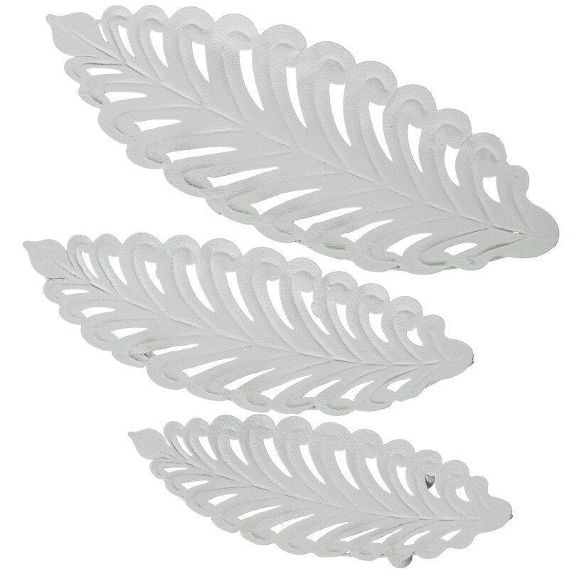 Set 3 Centros Metal Blancos 37x15x4+31x13x6+25x11x4cm