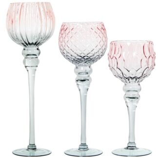 Set 3 Copas Cristal Decorativo Rojo/gris Ø13x30+ø13x35+ø13x40cm