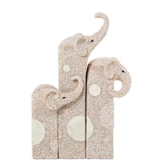 Set 3 Figuras Resina Elefantes Beige Arena 10x5x14,5cm