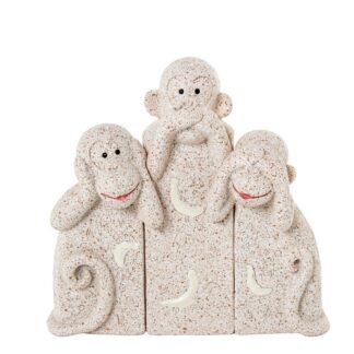 Set 3 Figuras Resina Monos Beige Arena 12x4,5x11cm