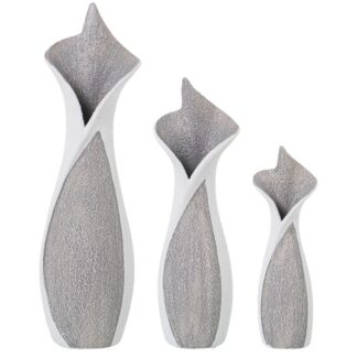 Set 3 Jarrones Ceramica Gris/blanco 14x11x48+12x9x38+9x8x28cm