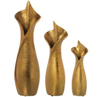Set 3 Jarrones Cerámica Oro 14x11x48+12x9x38+9x8x28cm