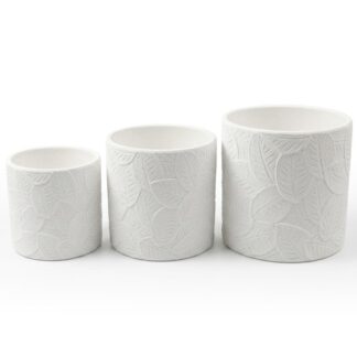 Set 3 Maceteros Cerámica Blanco Ø14x14+ø17x17+ø20x20cm