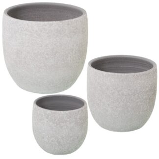 Set 3 Maceteros Cerámica Blanco Arena Ø30x29+ø24x23+ø20x19cm