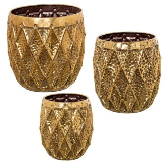 Set 3 Maceteros Metal Dorado Ø41x40+ø35x38+ø28x32cm